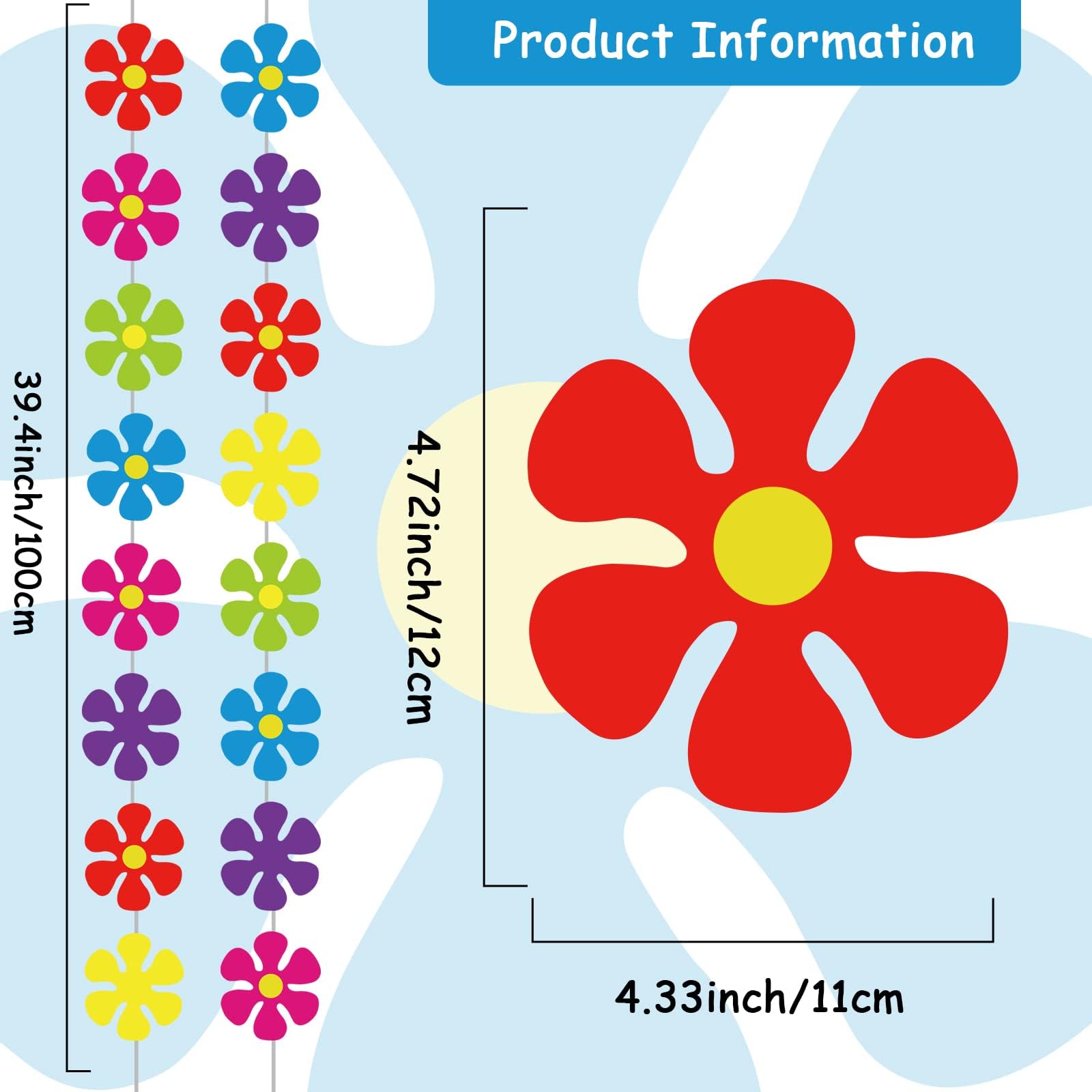 12 Packs Flower Paper Garland Kit Decorations Spring Flower Paper Cutouts 60 'S Hippie Party Banners Groovy Hippie Hanging Swirl